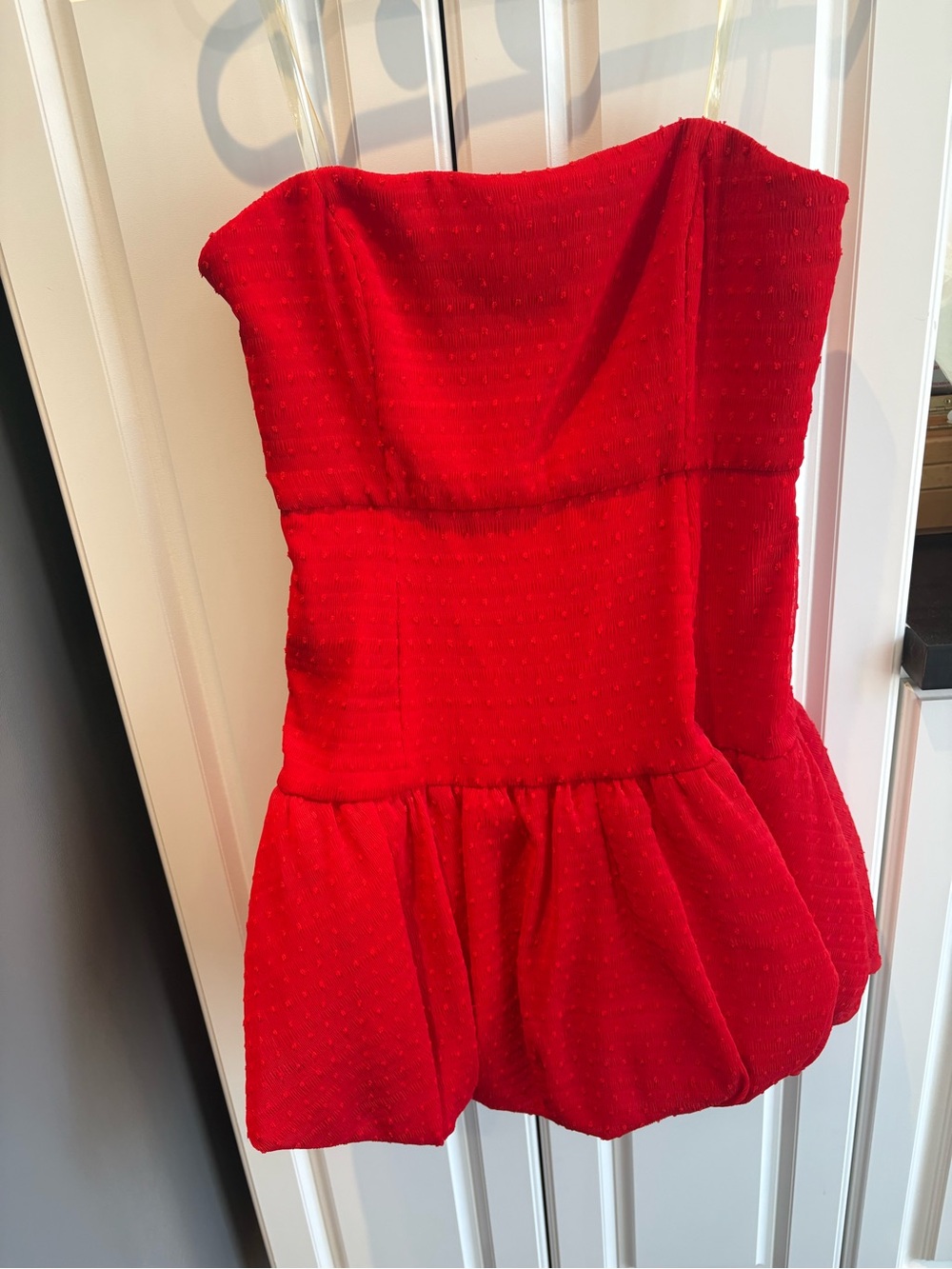 Free People Strapless Red Peplum Mini Dress